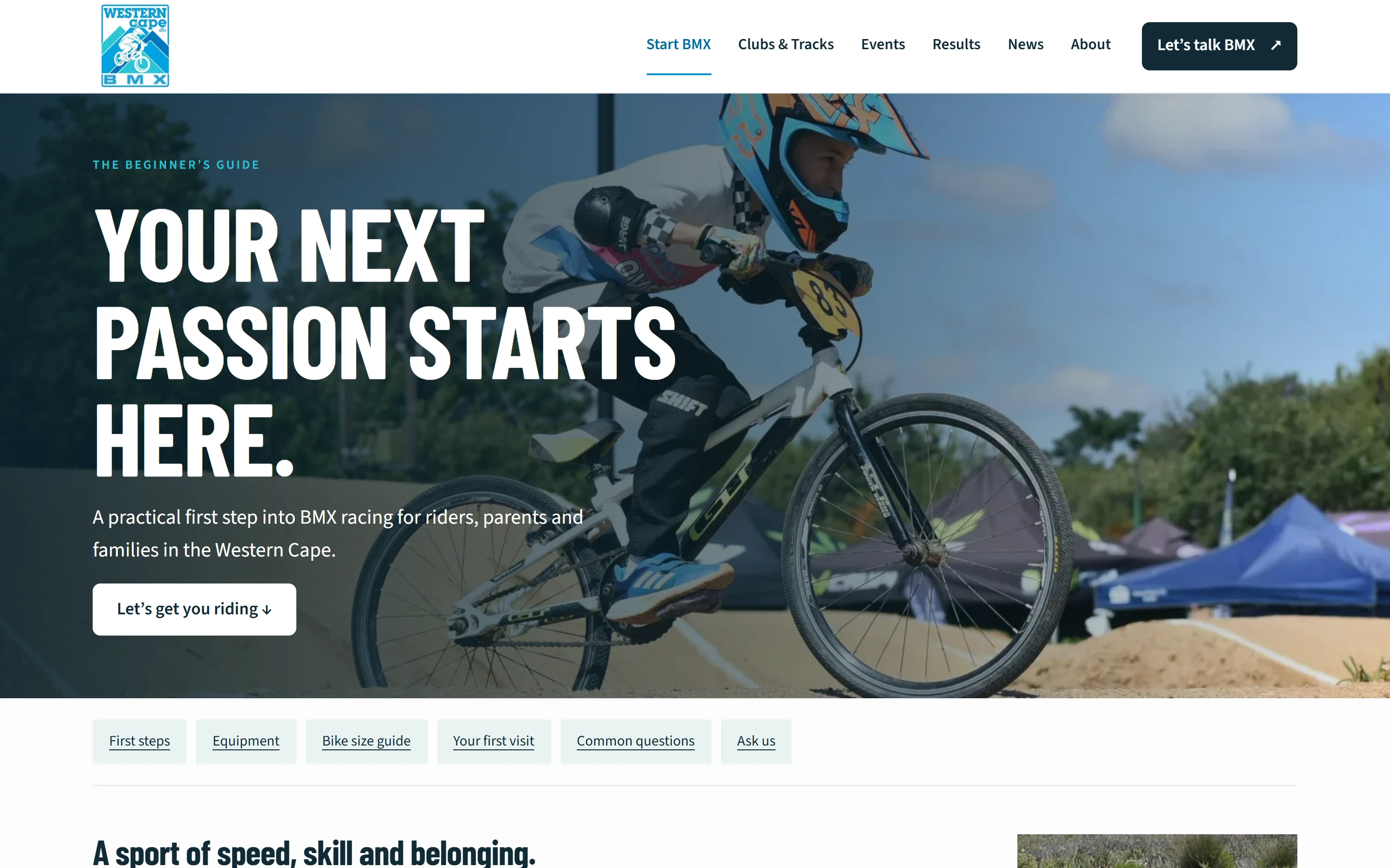 Western Cape BMX beginner guidance connecting new riders with clubs and practical information