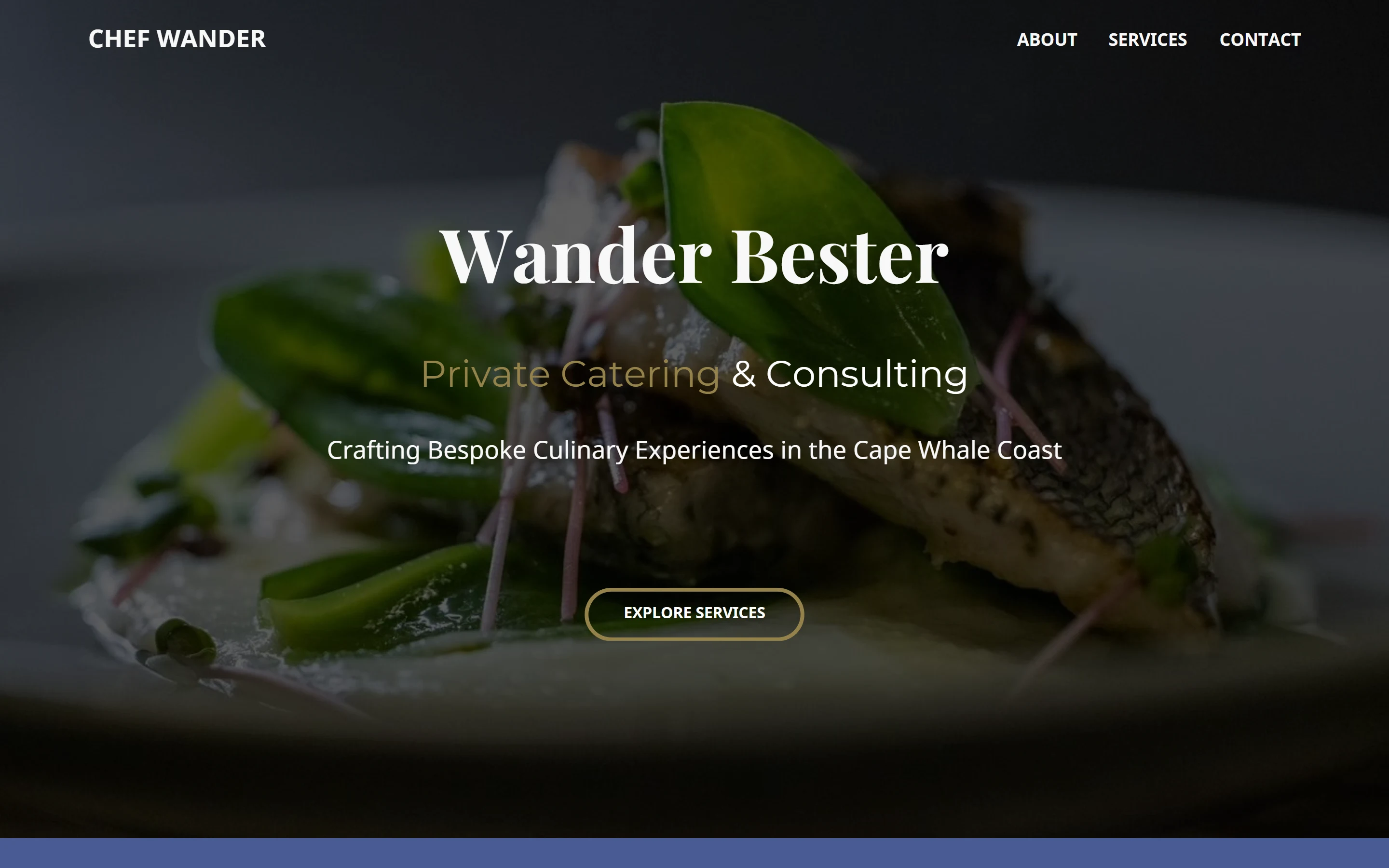 Chef Wander website introducing private catering and consulting services
