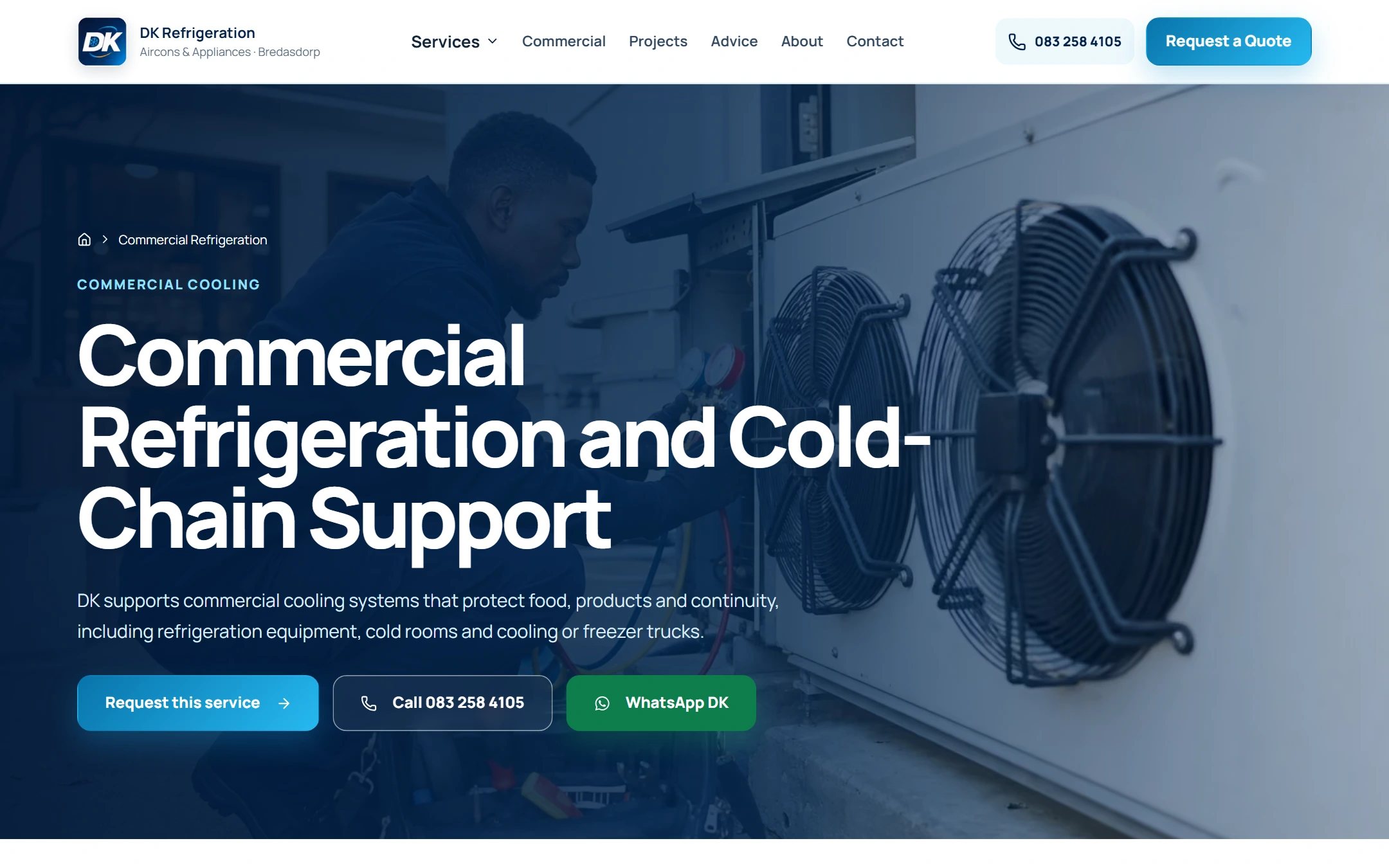 DK Refrigeration commercial service pathway for Overberg businesses