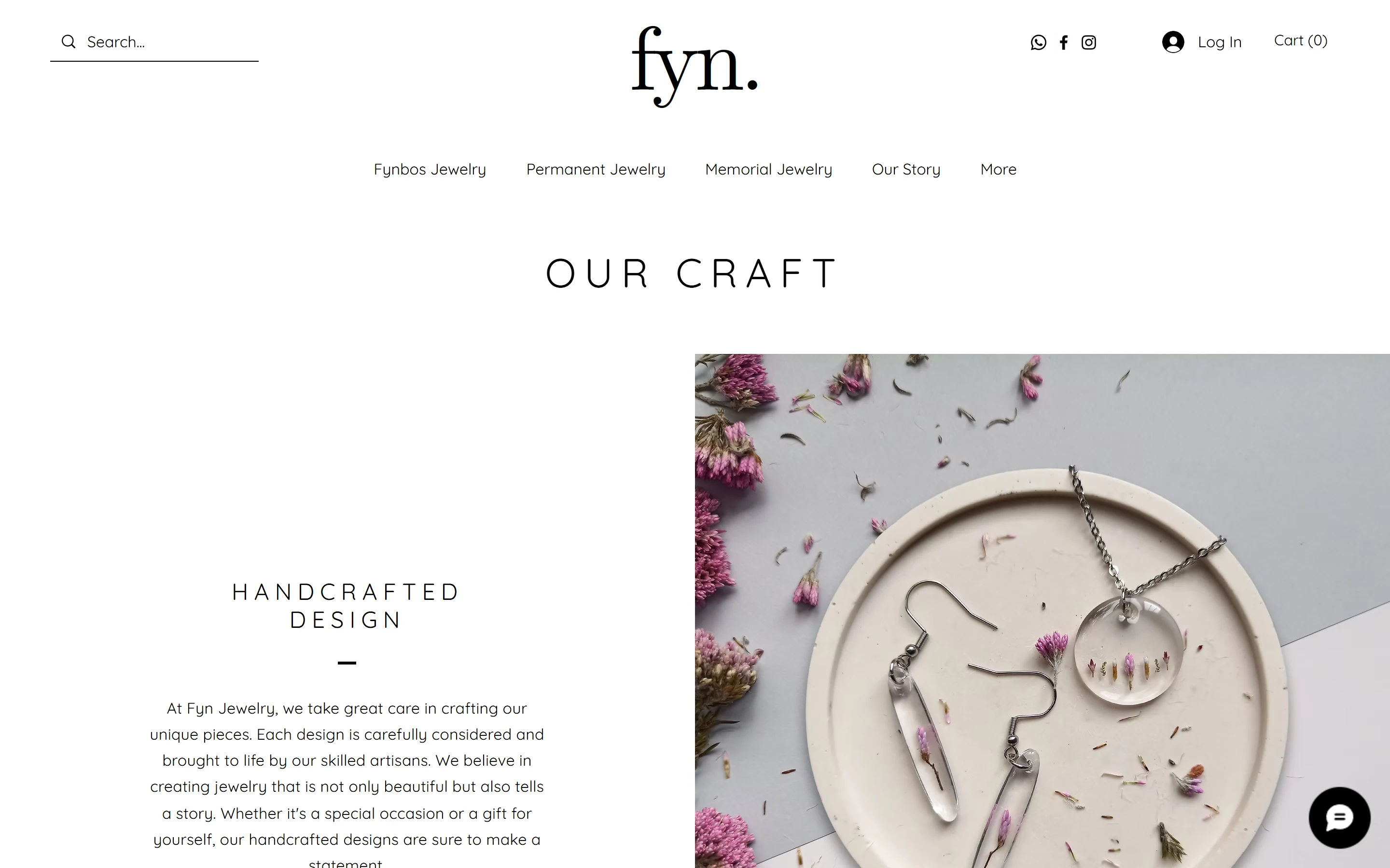 Fyn Jewelry Our Craft page explaining the handmade process behind its botanical jewelry
