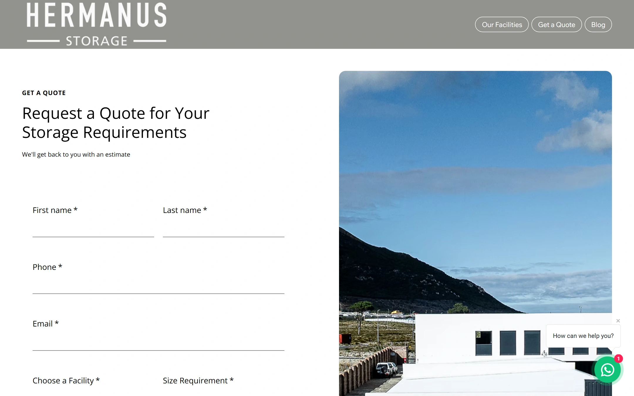 Hermanus Storage quote journey supporting direct conversion